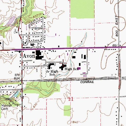 Topographic Map of Avon High School, IN