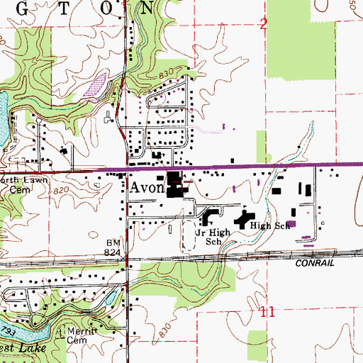 Topographic Map of Avon Upper Elementary School, IN