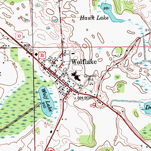 Topographic Map of Wolf Lake Elementary School, IN