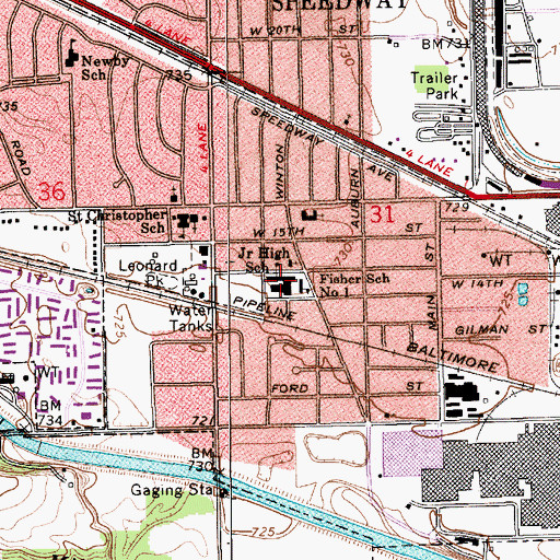 Topographic Map of Speedway Junior High School, IN