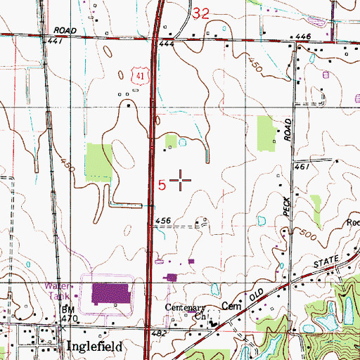 Topographic Map of North High School, IN