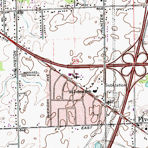Topographic Map of Saint John Evangelical Lutheran Church, IN