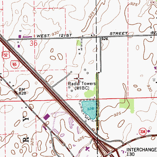 Topographic Map of WIBC-AM (Indianapolis), IN
