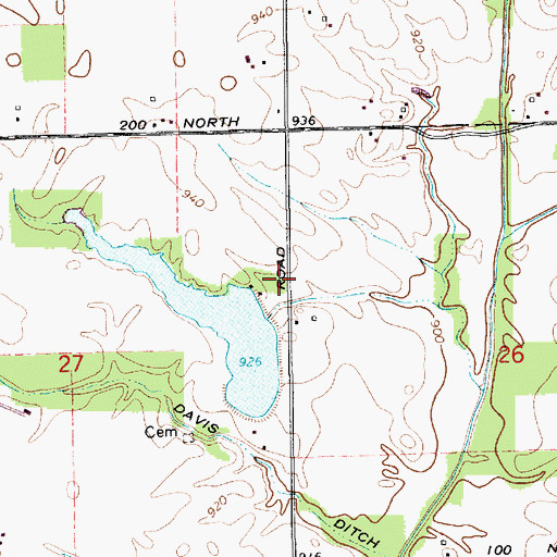 Topographic Map of Wurster Lake Dam, IN
