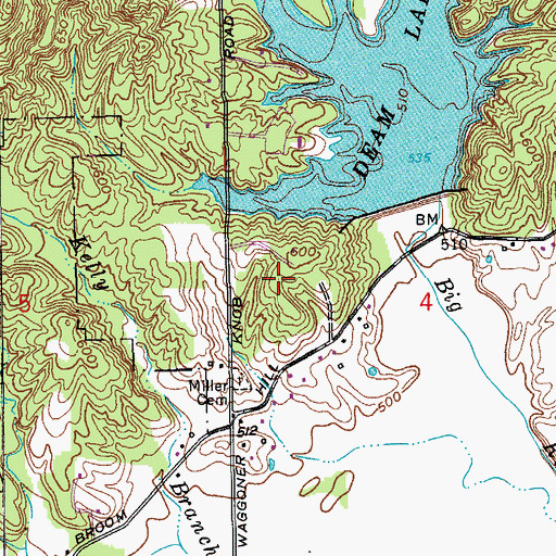 Topographic Map of Dream Lake Dam, IN