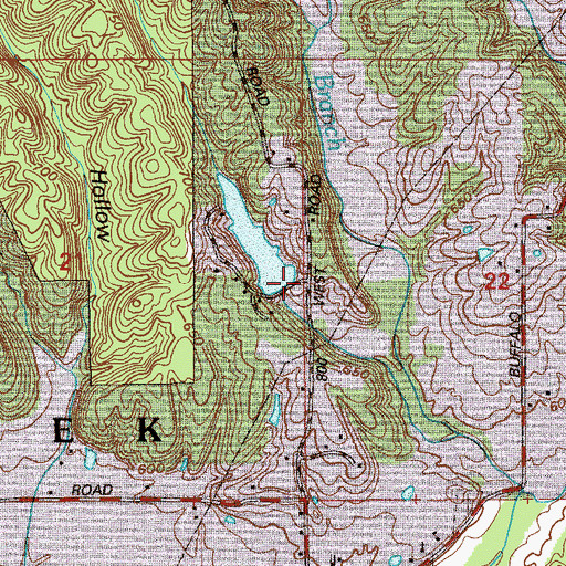 Topographic Map of Berry Branch Lake Dam, IN