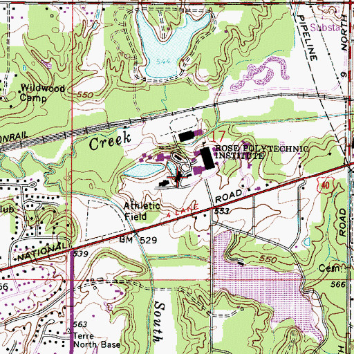 Topographic Map of WMHD-FM (Terre Haute), IN