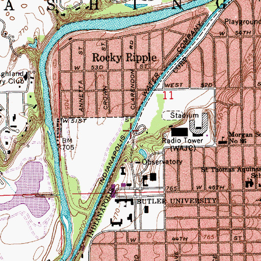 Topographic Map of WAJC-FM (Indianapolis), IN
