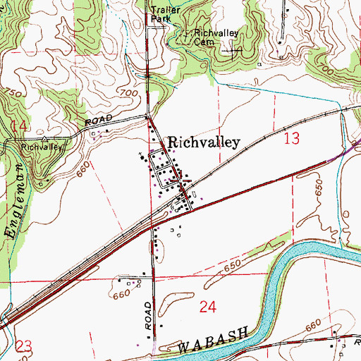 Topographic Map of Richvalley, IN