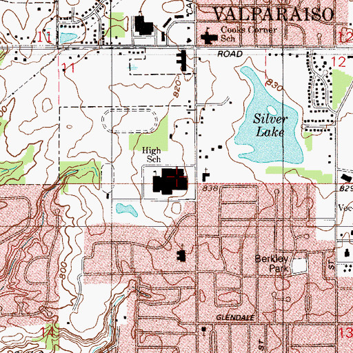 Topographic Map of Valparaiso High School, IN