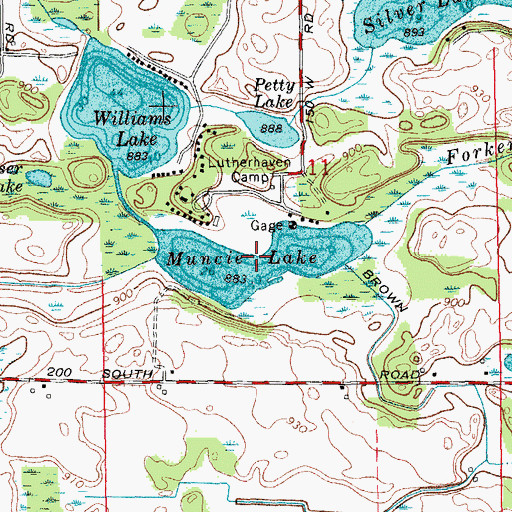 Topographic Map of Muncie Lake, IN