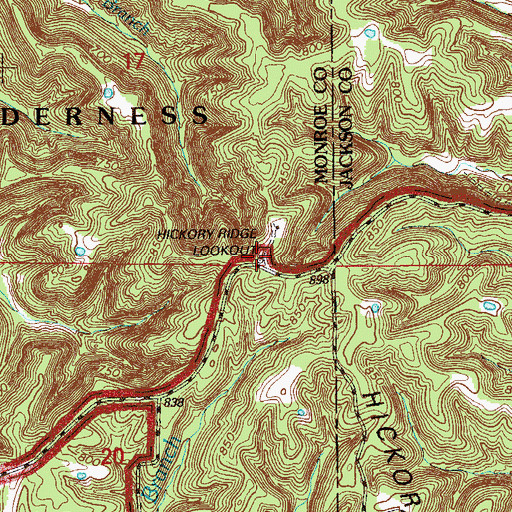 Topographic Map of Hickory Ridge Lookout Tower, IN