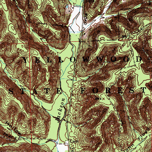 Topographic Map of Yellowwood State Forest, IN