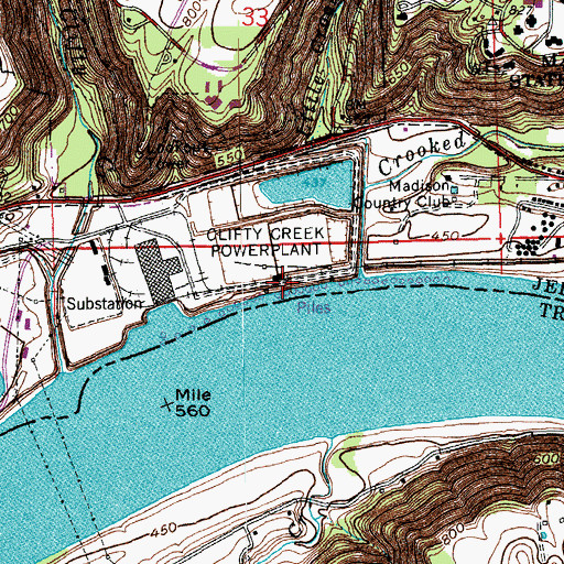 Topographic Map of Clifty Creek Power Plant, IN