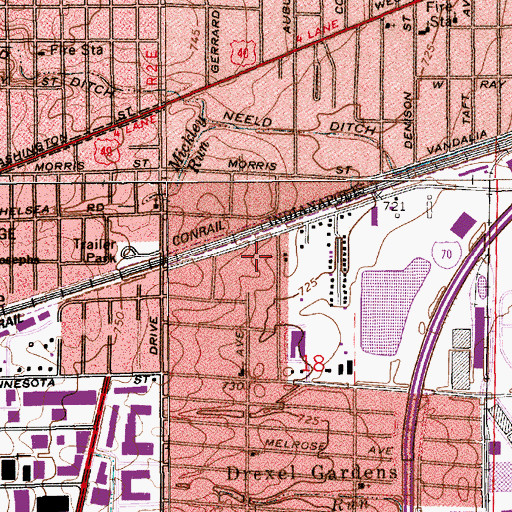 Topographic Map of Sunnyside Post Office (historical), IN