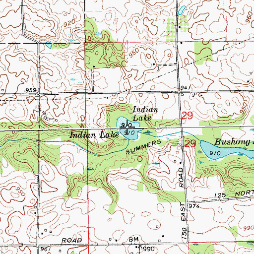 Topographic Map of Indian Lake, IN