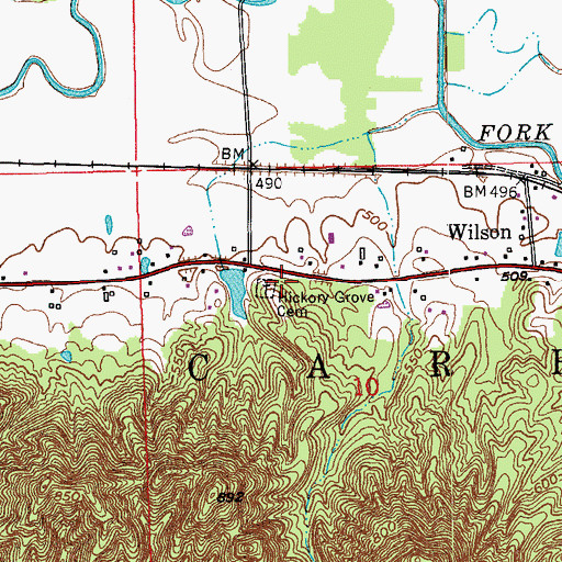 Topographic Map of Township of Carr, IN