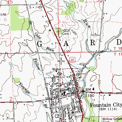 Topographic Map of Township of New Garden, IN