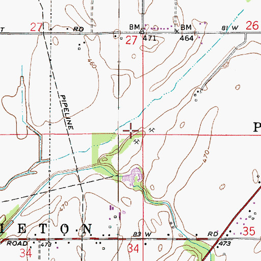 Topographic Map of Township of Prairieton, IN