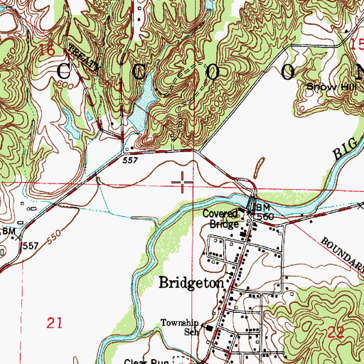 Topographic Map of Township of Raccoon, IN