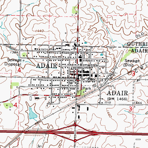 Topographic Map of Adair, IA