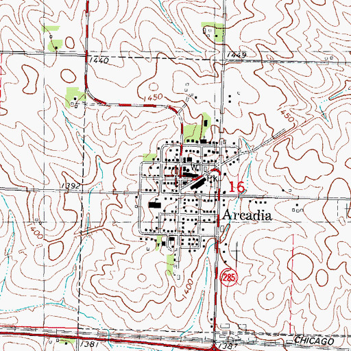 Topographic Map of Arcadia, IA