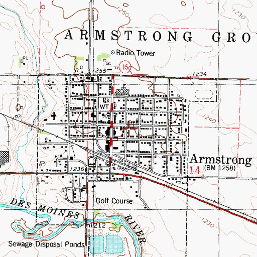 Topographic Map of Armstrong, IA