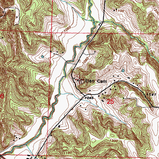 Topographic Map of Allen Cemetery, IA