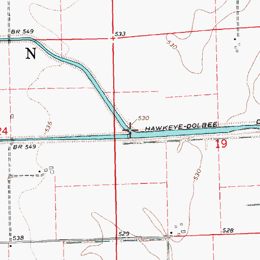 Topographic Map of Hawkeye Creek, IA