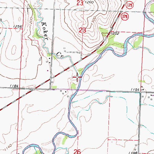 Topographic Map of Koker Creek, IA