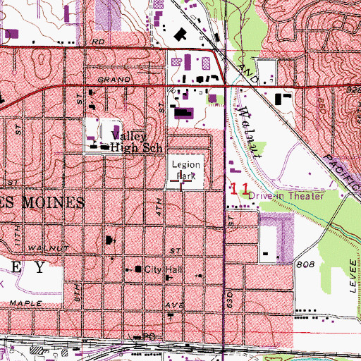 Topographic Map of Legion Park, IA