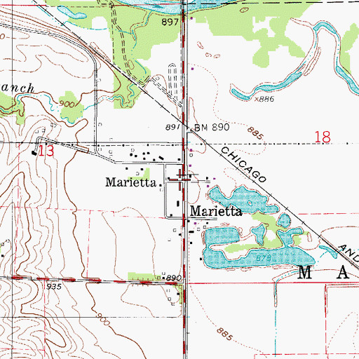 Topographic Map of Marietta, IA