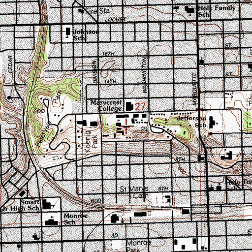 Topographic Map of Marycrest College, IA