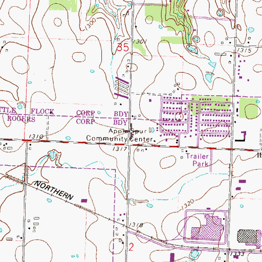 Topographic Map of Apple Spur Community Center, AR