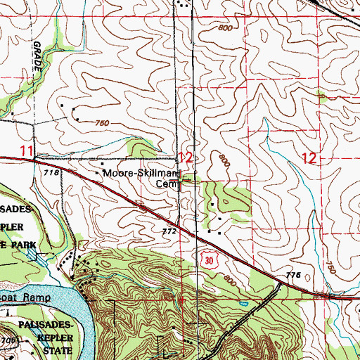Topographic Map of Moore - Skillman Cemetery, IA
