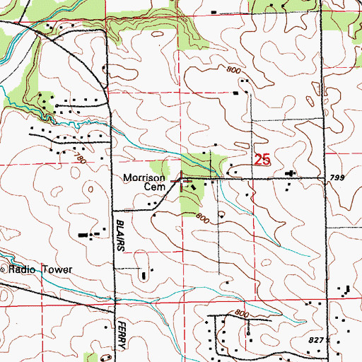 Topographic Map of Morrison Cemetery, IA
