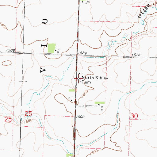 Topographic Map of North Sibley Cemetery, IA