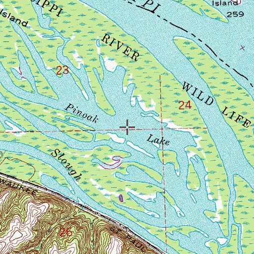 Topographic Map of Pinoak Lake, IA