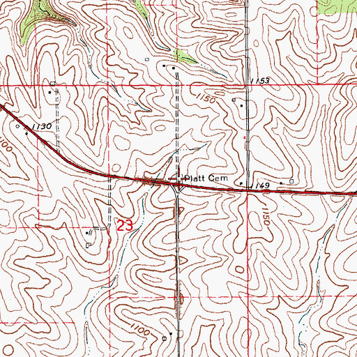 Topographic Map of Platt Cemetery, IA