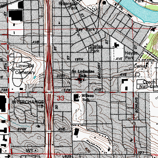 Topographic Map of Saint Ludmila Center, IA