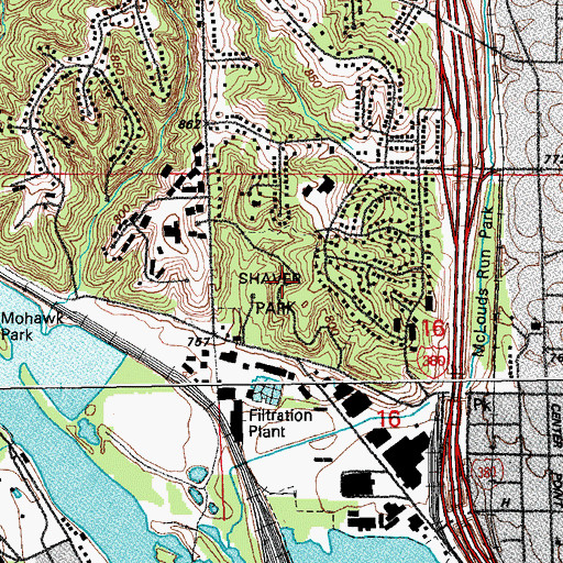 Topographic Map of Shaver Park, IA