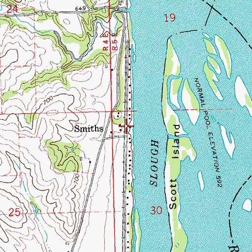 Topographic Map of Smiths, IA