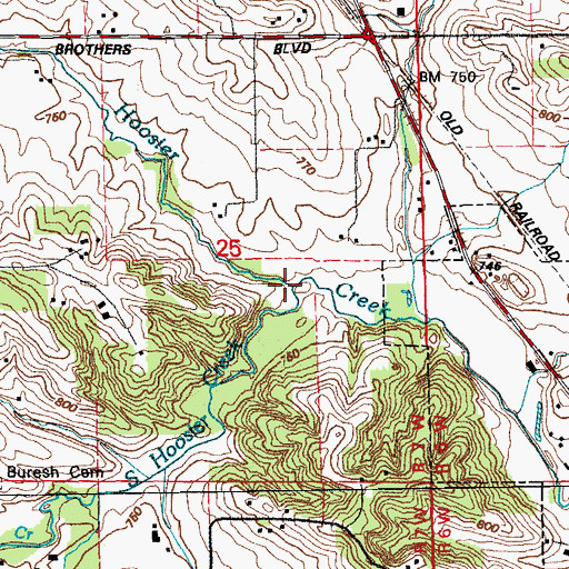 Topographic Map of South Hoosier Creek, IA