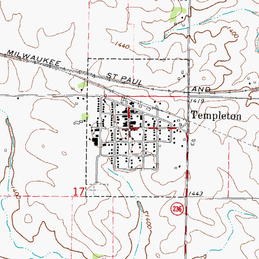 Topographic Map of Templeton, IA