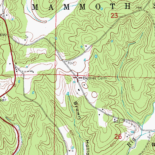 Topographic Map of Bethel Cemetery, AR