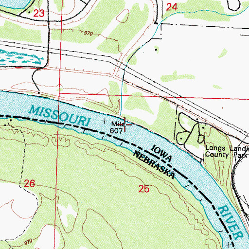 Topographic Map of Manawa Bend, IA