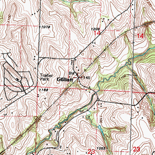 Topographic Map of Gilliatt, IA