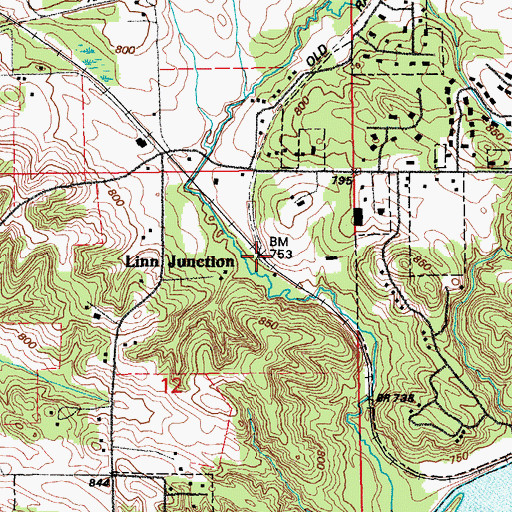 Topographic Map of Linn Junction, IA