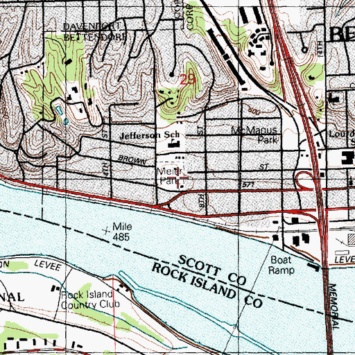 Topographic Map of Meier Park, IA
