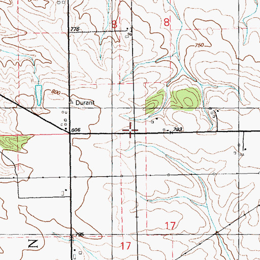 Topographic Map of Center Grove School (historical), IA